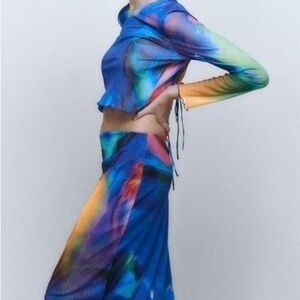 Zara Multicolor Pencil Skirt and matching top